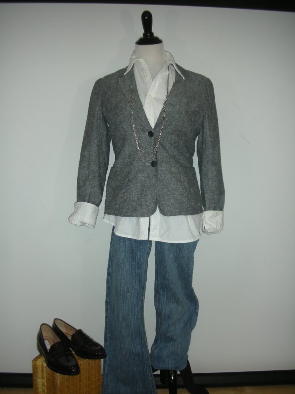Lucky Brand Gray Linen Cotton Blazer Jacket Size 6 Coastal Quiet Luxury Office